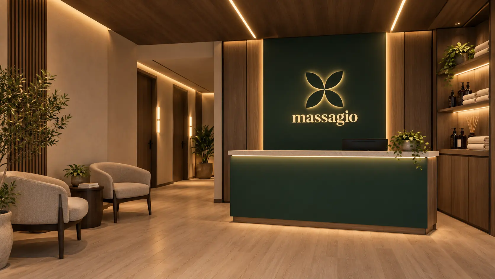 تصور استقبال Massagio بتصميم مودرن بسيط
